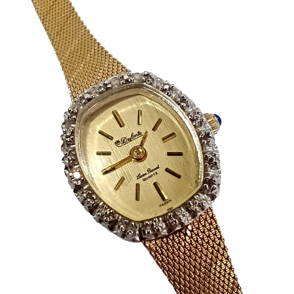 Vintage Dufonte Lucien Piccard Women's Gold Tone Oval Quartz Watch - Picture 2 of 16